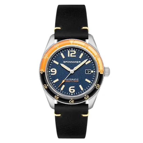 Spinnaker Herren Fleuss 43mm Automatik Uhr - Sunset Orange - Armbanduhren für Herren mit 43mm Edelstahlgehäuse, 150m wasserdicht und NH35 Seiko Automatikwerk für präzise Zeitmessung.