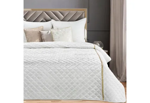 Eurofirany Tagesdecke Kristi, Steppdecke Samtdecke Karomuster Weicher Überwurf Velours