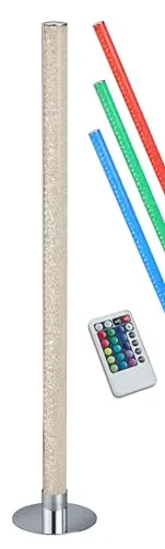 Reality Leuchten LED Stehleuchte Leia R42571100 - Farbwechsel & Dimmer - Standleuchte in Metall Chrom mit Acryl Kristalleffekt, inklusive 10 Watt LED und Fernbedienung für stufenlose Helligkeitsregulierung und individuelle Lichtfarbe.