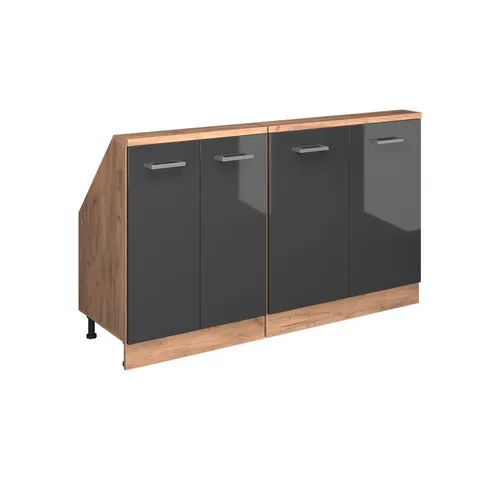 Vicco Unterschrank R-Line, Anthrazit Hochglanz/Goldkraft Eiche, 140 cm 2er Set - Unterschrank für Dachschrägen, perfekt für stilvollen Stauraum in der Küche. Mit höhenverstellbaren Füßen und moderner Optik passt er sich ideal an Ihre Räume an.