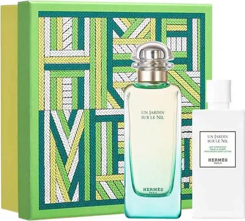 Hermès Un Jardin sur le Nil Set 100 ml + 80 ml - Eau de Toilette Set mit 100 ml und 80 ml, erfrischende Düfte, die die Sinne mit einer floralen und fruchtigen Note verwöhnen.