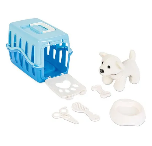Pilsan Kuscheltier erstes Haustier 03358, 6-teilig Plüschhund Tragekäfig Futternapf Kamm