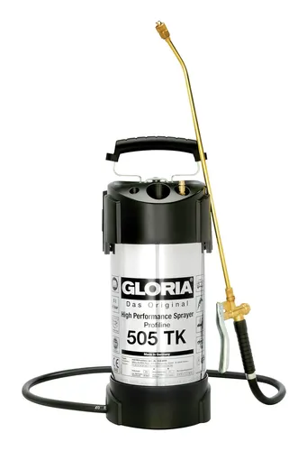 GLORIA Reinigungsgerät PROFILINE 505 TK - Drucksprühgerät mit integriertem Kompressoranschluss, ideal für professionelle Anwendungen. Hochleistungssprüher aus rostfreiem Edelstahl mit Messingpumpe und praktischem Zubehör für komfortables Arbeiten.