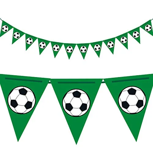 Oblique Unique® Fußball Wimpel Girlande Wimpelkette Doppelseitig Hänge Deko für Kinder Geburtstag Jungs WM Party Feier Dekoration