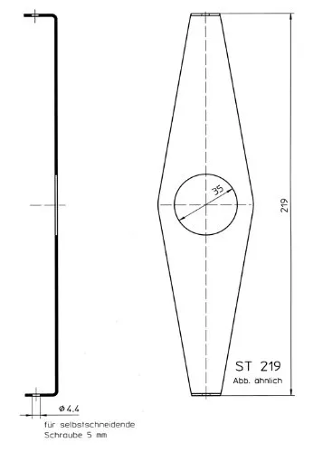 DEKAFORM Befestigung- Halterung Steckbrille ST-219 für Fahrrad Kettenschutz nachträglich montieren, nachrüsten bis 48 Zähne Kettenblatt * 219 mm verzinkt