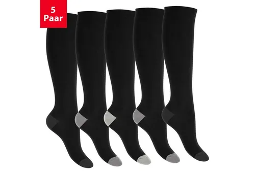 Footstar Langsocken Kinder Baumwoll Kniestrümpfe (5 Paar) abgesetzte Ferse/Spitze