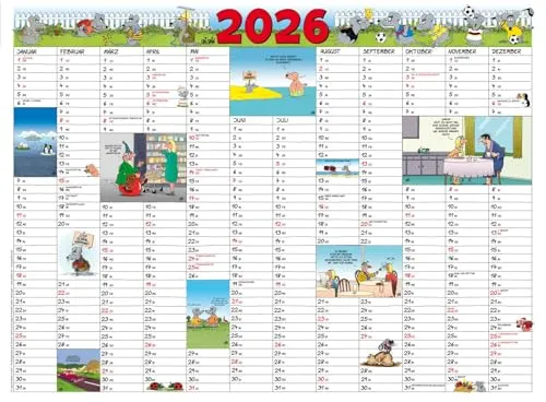 Uli Stein Jahresplaner 2026: Plakatkalender für die Wand - Mangas Kalender 2026: Praktischer Posterkalender mit witzigen Illustrationen von Uli Stein, ideal für die Wand oder als Schreibtischunterlage.