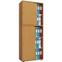 VCM Büroschrank Lona XXL, Buche mit Schiebetüren - Büroschrank mit zeitlosem Design und stabilen Fachböden, ideal für optimale Stauraumlösungen im Büro.