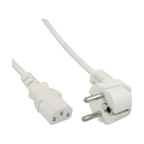 Kaltgerätekabel Inline 0,5m weiß (Schuko gewinkelt -> C13)