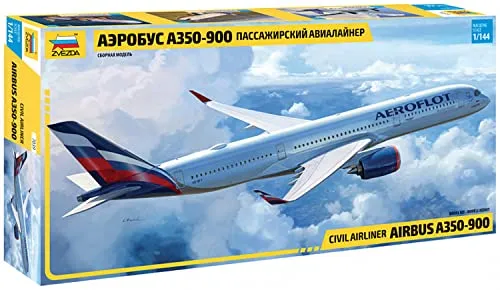 Civil Airliner Airbus A350-900 7039 ZVEZDA 1:144 - Flugzeuge im Maßstab 1:144, detailgetreue Nachbildung des Airbus A350-900 aus hochwertigem Kunststoff für Sammler und Modellbau-Enthusiasten.