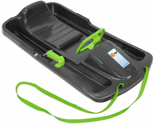 KHW Lenkschlitten Snow Fox Anthrazit - 95 cm, TÜV-geprüft mit ausgefeiltem Lenksystem für maximalen Fahrspaß im Schnee