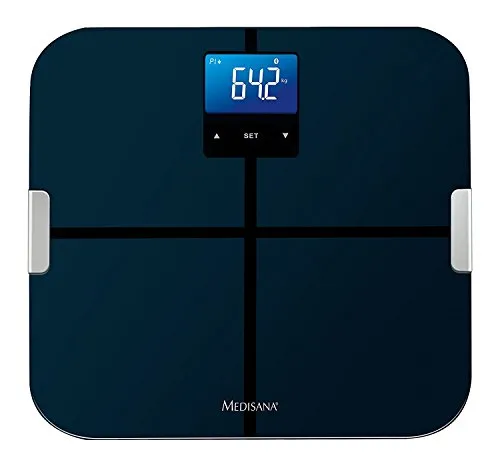 medisana BS 440 digitale Körperanalysewaage, Personenwaage mit praktischer App, Körperfettwaage, Messung von Körperfett, Körperwasser, Muskelmasse & Knochengewicht, Bis 180 kg, Schwarz