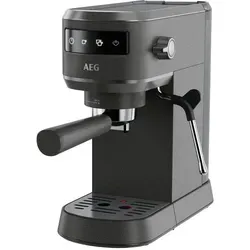 AEG EC6-1-6BST Espresso Siebträgermaschine - Kompakte Siebträgermaschine mit 15 bar Druck und Thermoblock-Technologie für perfekten Kaffeegenuss – inklusive Milchschaumdüse und Touch Bedienfeld.