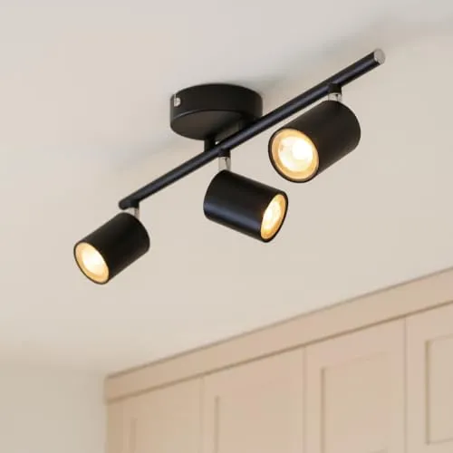 CGC Schwarze Dreifach-Spot-Köpfe Deckenspot Bar Light Chrome Winkel verstellbare LED