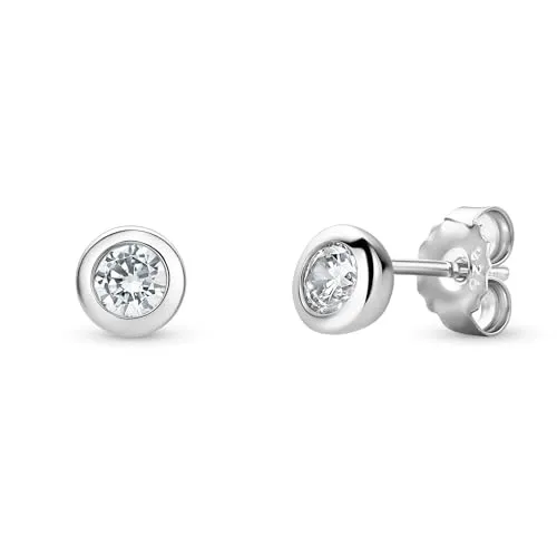 MIORE Ohrringe Silber 925-Ohrringe Damen, Ohrstecker mit 2 funkelnden Zirkonia-Steinen 0.95 Ct, Piercing Ohr, Damenohrringe, Silberschmuck, Schmuck Damen allergenfrei- geliefert in Schmuckschatulle