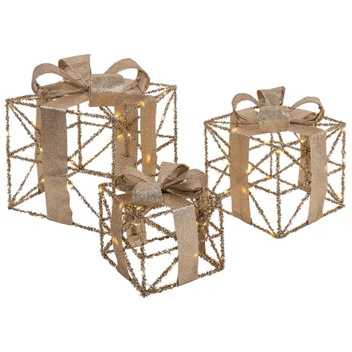 Goldene LED-Weihnachtsgeschenke – 3er-Set für festliche Dekoration