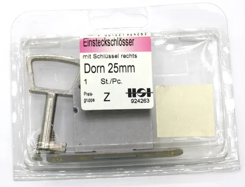 HSI Möbeleinsteckschloss mit Schlüssel rechts Dorn 25mm 924263
