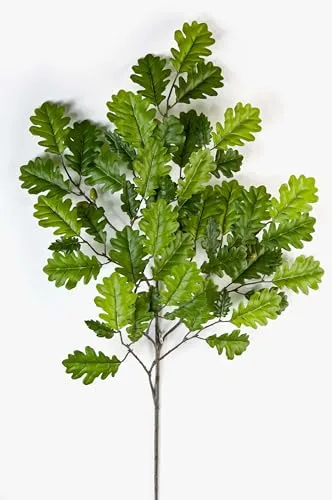 artplants.de Künstlicher Eichenblattzweig, 8 Eicheln, 55 Blätter, grün, 60cm - Kunstzweig - Künstliche Blätter