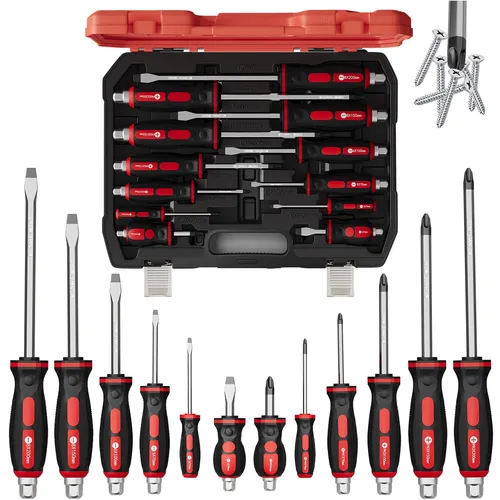 Walter Stahl Germany 12-teiliges Schraubendreher-Set mit Koffer - Vielseitiges 12-teiliges Schraubendreher-Set für Heimwerker. Hochwertige Chrom-Vanadium-Stahlklingen, ergonomische Griffe und magnetische Spitzen sorgen für Komfort und Effizienz. Praktischer Aufbewahrungskoffer für einfache Organisation.