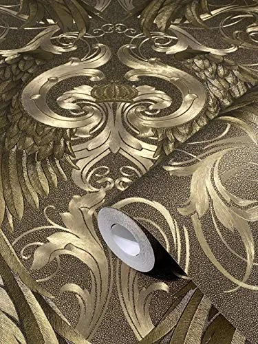 Marburg Tapete Gold Barock Krone - Glööckler Imperial - Hochwertige Vliestapete in Gold, 10,05m x 0,70m, ideal für Wohnzimmer oder Schlafzimmer. Made in Germany, abziehbar und pflegeleicht für müheloses Renovieren.