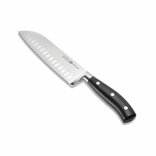 Schulte-Ufer Santoku-Messer Jorck, 18 cm - Kochmesser aus hochwertigem Klingenstahl mit extrem scharfer Premium-Schliff, fugenlos verarbeitet für hohe Strapazierfähigkeit und ergonomischem Griff für sicheren Gebrauch.
