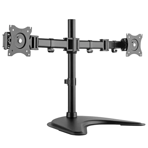 RICOO Monitor Halterung Tisch - Dual Monitor Arm für 12-27 Zoll, höhenverstellbar und 360° drehbar für optimales Arbeiten im Home Office oder Gamingstation