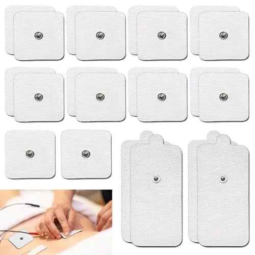 Roinaid 22-Teiliges Set für Tens Elektroden Pads Elektroden für Tens Gerät Druckknopfdesign Wiederverwendbar Selbstklebend Ersatz für Die Elektrotherapie (5 X 5 cm/5 X 10 cm)