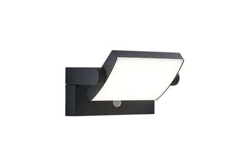 Lindby LED-Außenwandleuchte Sherin mit Bewegungsmelder - Moderne Außenwandleuchte aus dunkelgrauem Aluminium, drehbar und mit integriertem Bewegungsmelder für automatisches Licht. Ideal für Terrasse, Garten und Balkon, Schutzart IP54.