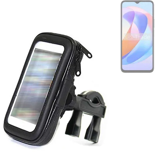 Fahrradhalterung für Honor Play 40S 5G – Universal Lenkstangenhalterung - Praktische Handyhalterung für Fahrräder, spritzwassergeschützt und touch-sensitive. Ideal für BMX, E-Bikes und Mountainbikes. Einfache Montage am Lenker, in elegantem Schwarz.