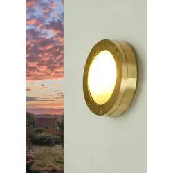 Licht-Erlebnisse Außen Wandleuchte aus Echt-Messing in gold von Licht-Erlebnisse