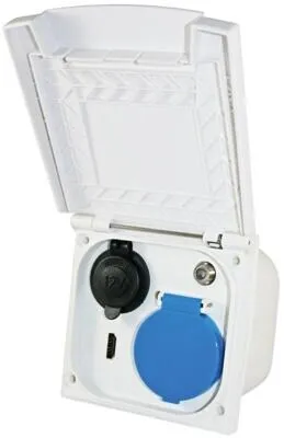 Multifunktions Außensteckdose weiß glänzend