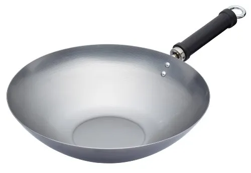 KitchenCraft Unbeschichteter Wok für Induktionsherd, 30 cm, Schwarz
