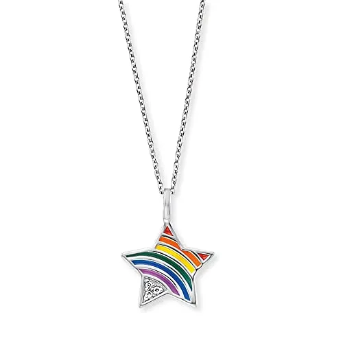 Herzengel Mädchen Halskette mit buntem Regenbogen-Anhänger - Ketten für Damen aus rhodiniertem 925er-Sterlingsilber, nickelfrei und längenverstellbar für höchsten Tragekomfort und Allergikerfreundlichkeit.