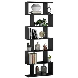 Matkam Möbel Bücheregal, Schwarz, 76.4x210 cm - Werkstatteinrichtung mit dynamischer Optik und vielseitigem Design. Ideal als freistehender Raumtrenner und bietet viel Stauraum für Bücher und Dekoration.
