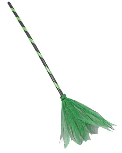 Das Kostümland Hexenbesen Soluna | 92 cm | Zubehör für Hexenkostüm | Karneval & Halloween (Grün Schwarz)