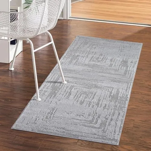 carpet city Kurzflor-Teppich Grau 80x300 cm - Moderne Teppiche für stilvolles Wohnen, pflegeleicht und strapazierfähig, ideal für Fußbodenheizung und vielseitig einsetzbar in jedem Raum.