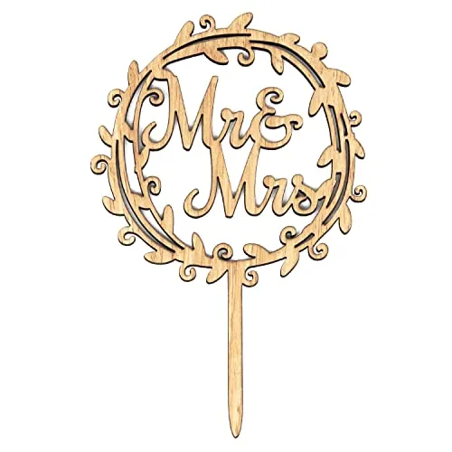 Oblique Unique® Torten Kuchen Topper Aufsatz Mr & Mrs aus Holz für Hochzeit JGA Junggesellinnenabschied Deko Hochzeitsdeko - Muffin Cupcake Dekoration