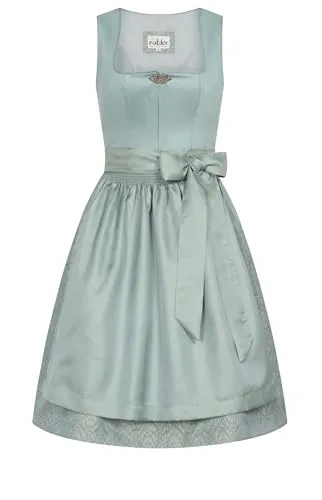 Nübler Dirndl mini Damen - 2 teilig inkl. Kleid und Dirndl Schürze, Rocklänge 60cm - Moderne bayrische Tracht, Gerlinde Aqua, Größe:36