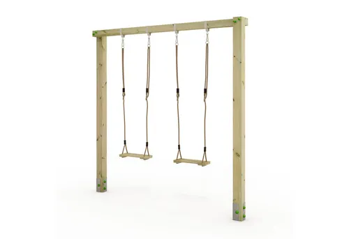 Wickey Aero Star Doppelschaukel aus Holz für den Garten - Holzschaukel mit 2 Schaukelsitzen und stabiler Konstruktion. Ideal für endlosen Spielspaß im eigenen Garten! Designed in Deutschland und aus hochwertigem europäischem Holz gefertigt.