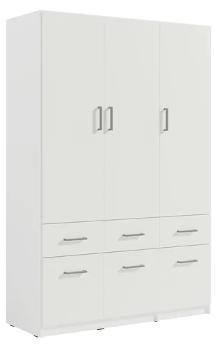 Masseno Drehtürenschrank RYGEN 135,6 cm – 3-türig in Weiß