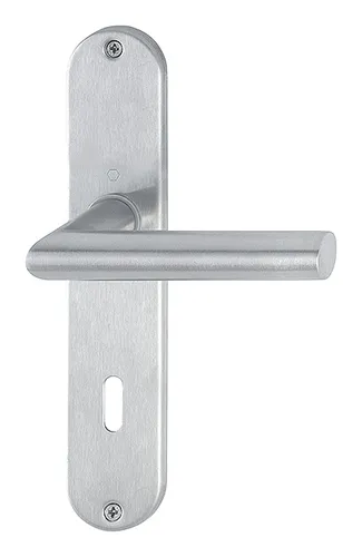 Hoppe Amsterdam Edelstahl-Langschild-Türgriff-Garnitur E1400Z/302, Ovalbart, für Innentüren - matt - 3578941