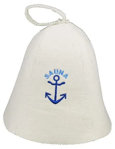 Saunahut aus Wollfilz (Blauer Anker 1004) Saunamütze mit witzigen Motiven, Filz Kopfschutz Saunakappe Filzkappe Mütze Filzhut Kappe Sauna Hut