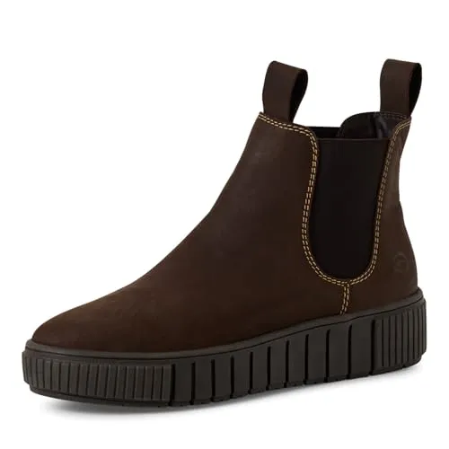Tamaris Damen Chelsea Boots mit Comfort Lining, flach, Brown Pull-UP, Größe 37 EU - Stilvolle Chelsea Boots für Damen mit Wechselfußbett und Comfort Lining. Ideal für den Übergang, aus hochwertigem Leder und mit rutschfester Synthetiksohle.