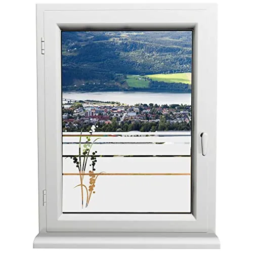 INDIGOS UG - Glasdekorfolie - Traubenhyazinthe - Sonnenschutz H50Line - Sichtschutzfolie - Fensterfolie - für die Küche, Bad ans Fenster, Sichtschutz - selbstklebend - matt