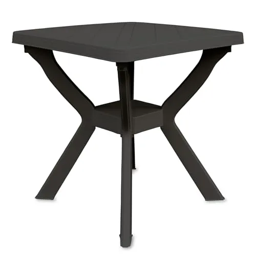 Spetebo Kunststoff Gartentisch quadratisch 70 cm - anthrazit - Picknicktisch im klassischen Design, wetterfest und ideal für Balkon, Terrasse oder Camping - modernes X-Gestell für optimale Stabilität.