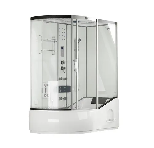 Home Deluxe All in 4in1 Duschkabine, weiß, Anschlag links - Dampfduschen - Der platzsparende Alleskönner in Wannengröße mit herausragendem Dampfbad und Wellness-Funktion für Ihr Zuhause.