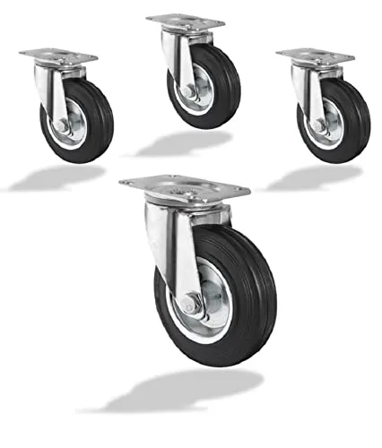 Transportrollen Möbelrollen Schwerlastrollen Vollgummi Rad Lenkrolle 75 mm 4 x