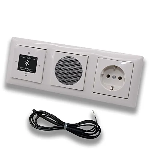 Busch Jäger DAB+ Unterputz Bluetooth Radio 8217U-101 Balance Si alpinweiß Komplett-Set + Lautsprecher + SCHUKO Steckdose + 0,9 m EBROM Wurfantenne zur Empfangsoptimierung - 8217 U -101 + 20 EUC-914