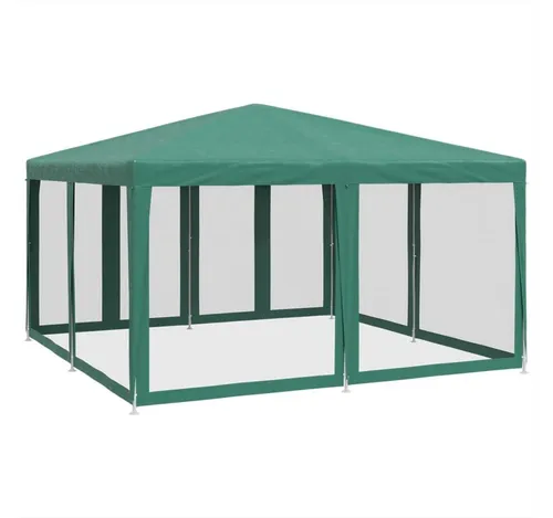 vidaXL Partyzelt 4x4m mit 8 Mesh-Seitenteilen - Robustes Pavillon für Gartenpartys und Hochzeiten, wasserfest und UV-beständig, idealer Schutz vor Sonne und Insekten.