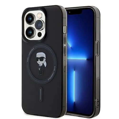 Karl Lagerfeld KLHMP15LHFCKNOK Hülle für iPhone 15 Pro - Standard Handyhüllen mit Magsafe-Funktion, stilvolles Design und optimaler Schutz für dein iPhone 15 Pro in Schwarz.
